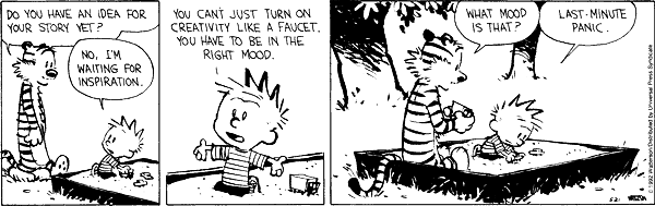 Calvin and Hobbes comic about creativity and panic