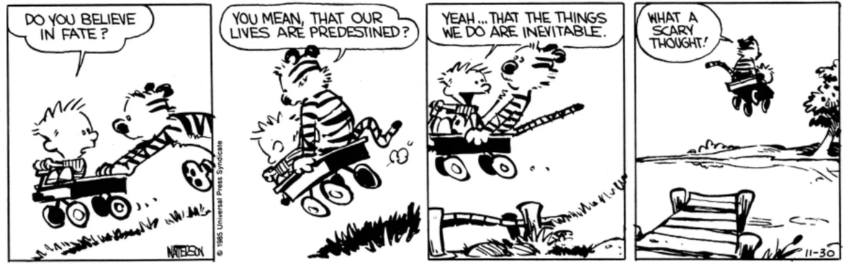 Calvin and Hobbes comic about fate